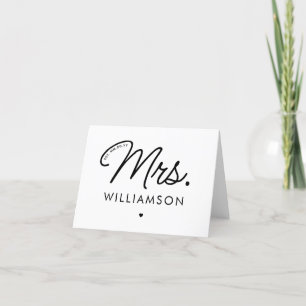 Custom Mrs. Est. Modernes, elegantes Script neu Feiertagskarte