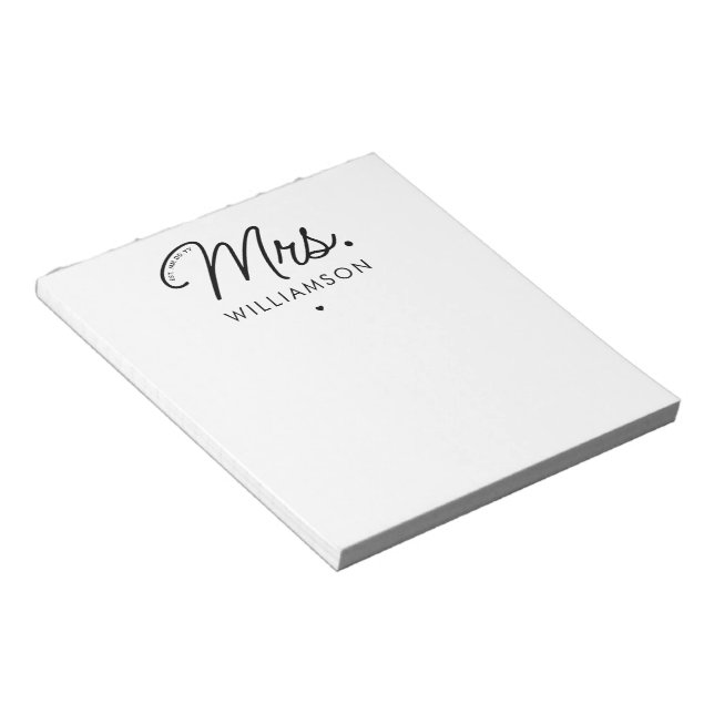 Custom Mrs. Est. Modernes, elegantes Script neu Notizblock (angewinkelt)