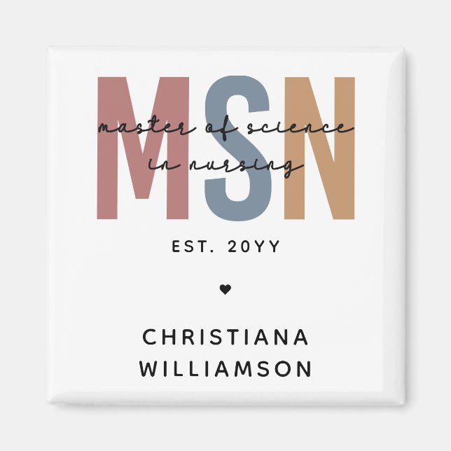 Custom MSN Master of Science in Nursing Abschluss Magnet (Vorne)