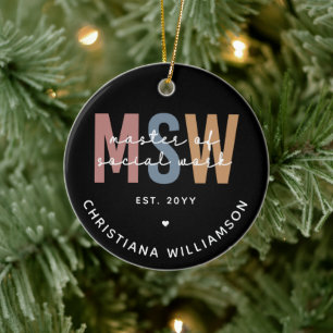 Custom MSW Master of Social Work Retro Abschluss Keramik Ornament