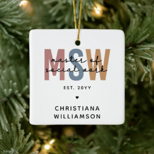 Custom MSW Master of Social Work Retro Abschluss Keramikornament
