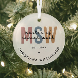 Custom MSW Master of Social Work Retro Abschluss Ornament Aus Glas