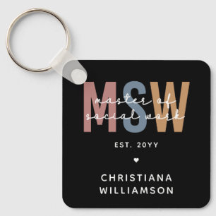 Custom MSW Master of Social Work Retro Abschluss Schlüsselanhänger