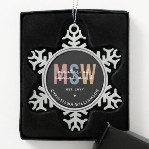 Custom MSW Master of Social Work Retro Abschluss Schneeflocken Zinn-Ornament