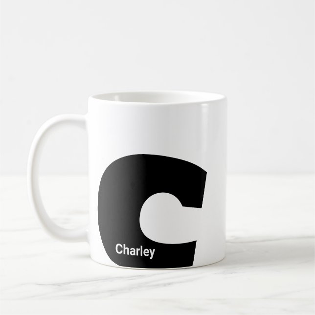 Custom mug monogram initial letter modern minimal kaffeetasse (Links)