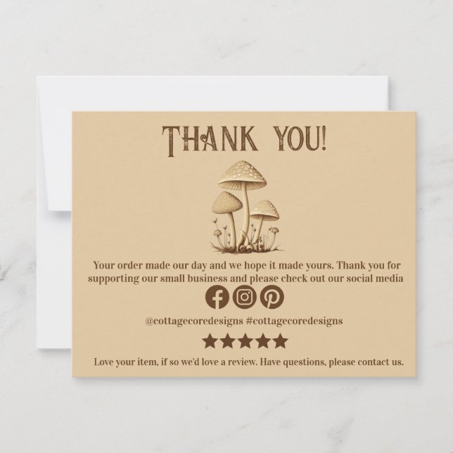 Custom Mushroom Danke Business Cards Einladung (Vorderseite)