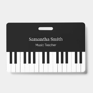 Custom Music Piano Teacher and Student Name Tag Ausweis