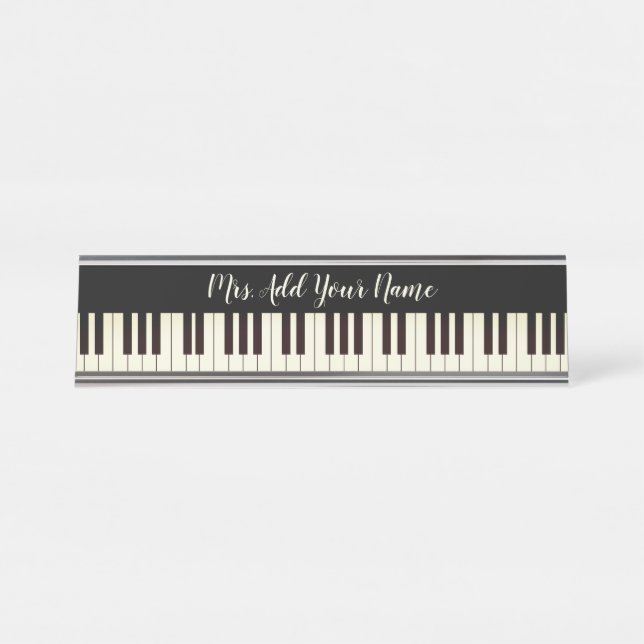 Custom Music Piano Teacher Piano Keys  Schreibtischnamensplakette (Vorderseite )