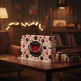 Custom Music Theme Birthday Large Paper Bag Große Geschenktüte