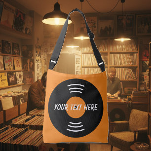 Custom music vinyl record cross body bag for DJ's Tragetaschen Mit Langen Trägern