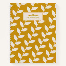 Custom Mustard 70er Retro Leaf Muster Monogram