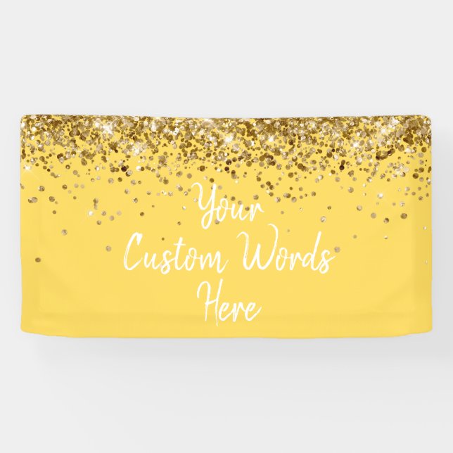 Custom Mustard Yellow & Gold Birthday Party Photo Banner (Horizontal)