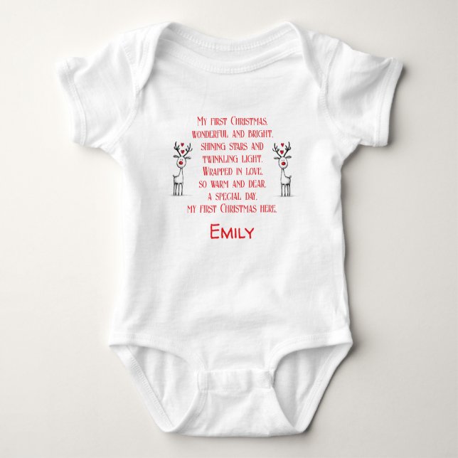 Custom My 1st Christmas Poem, Baby Gift Idea,   Baby Strampler (Vorderseite)