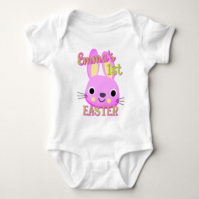 Custom my First EASTER Bunny Baby Outfit Strampler (Vorderseite)