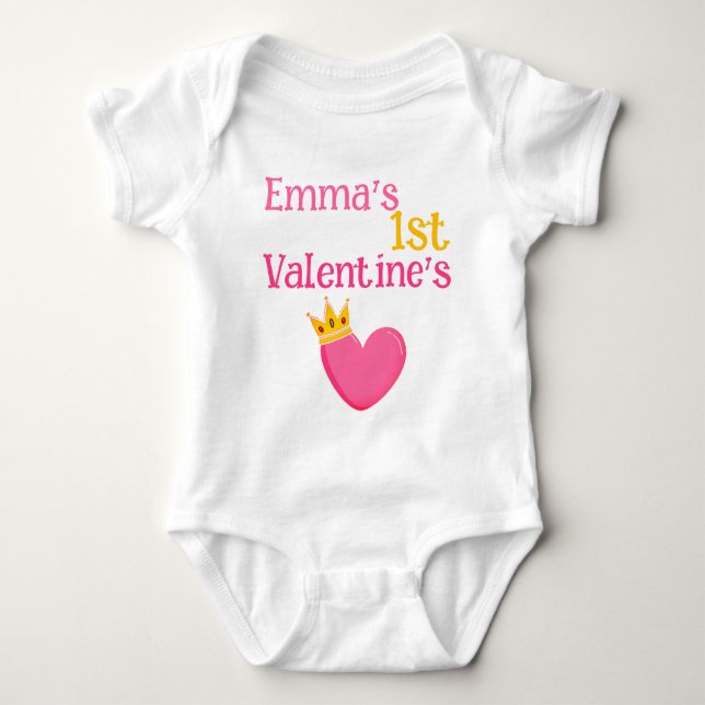 Custom My First VALENTINEs Heart Niedlich Baby Kle Baby Strampler (Vorderseite)