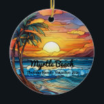 Custom Myrtle Beach Imitate gestettetes Glas Keramik Ornament<br><div class="desc">Niedliche personalisierbare Tropensuppe. Anpassung: Change Caption und Jahr,  um es einzigartig zu machen.</div>