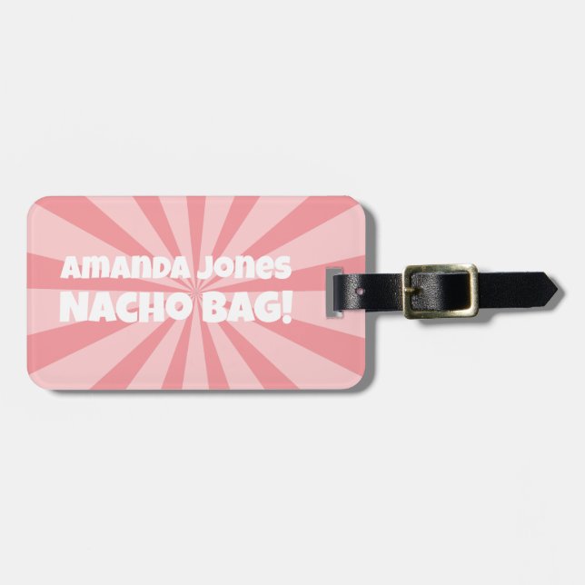 Custom Nacho Bag Funny Retro Pink Gepäckanhänger (Vorderseite horizontal)