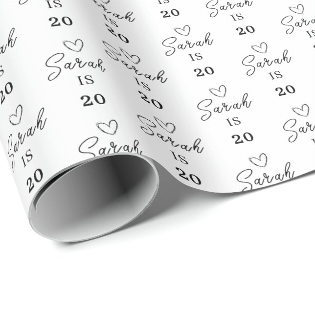 Custom Name 20th Birthday Wrapping Paper Geschenkpapier (Rolleneckpunkt)