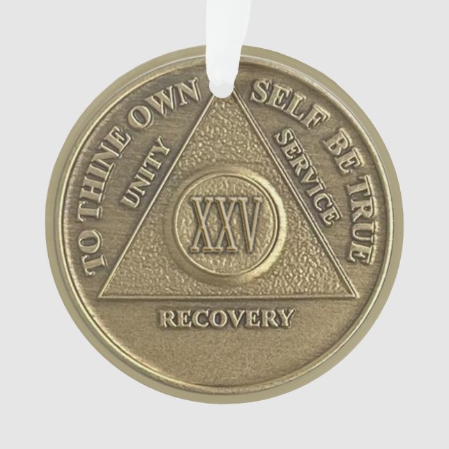 Custom Name | 25 Year Sober Anniversary Medallion Ornament (Vorderseite)