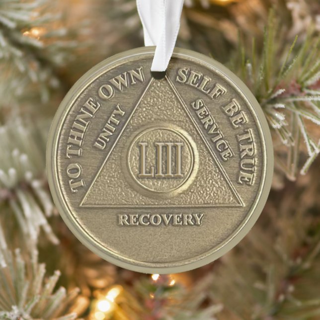 Custom Name | 53 Year Sober Anniversary Medallion Ornament (Baum)