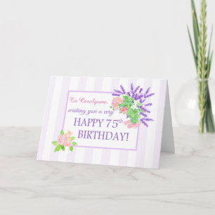 Custom Name 75th Birthday with Summer Flowers Card Feiertagskarte