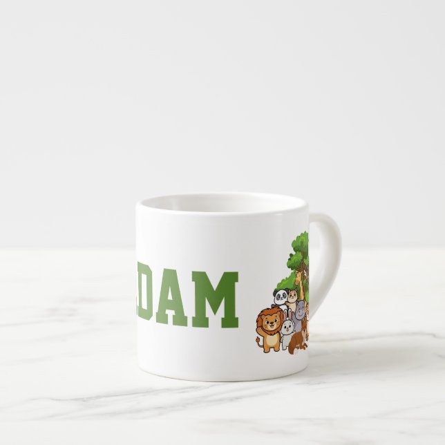 Custom Name Adam Safari Animals Espresso Mug Espressotasse (Vorderseite Rechts)