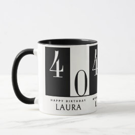 Custom Name & Age Black and White Birthday Tasse