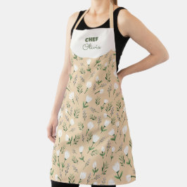 Custom Name Apron – Vanilla Floral Print Schürze