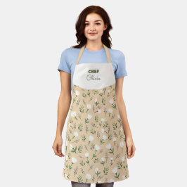 Custom Name Apron – Vanilla Floral Print Schürze