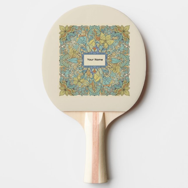 Custom Name Artistic Zentangle Ping Pong Paddle Tischtennis Schläger (Vorderseite)