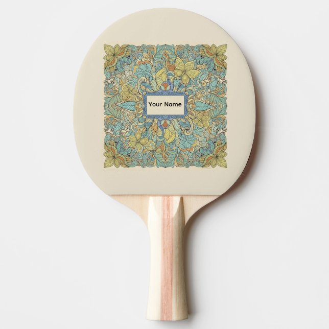 Custom Name Artistic Zentangle Ping Pong Paddle Tischtennis Schläger (Vorderseite)