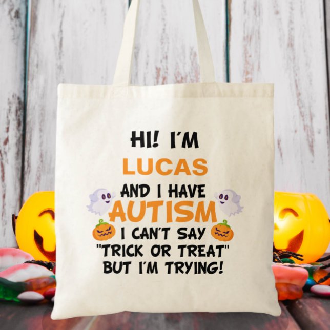 Custom Name Autism Trick or Treat Tragetasche (Von Creator hochgeladen)