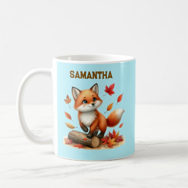  Custom Name Autumn Fox Cup  Kaffeetasse (Links)