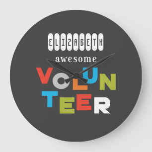 Custom Name, Awesome Volunteer Appreciation Große Wanduhr