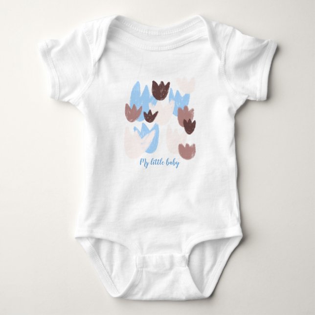 Custom name baby boy spring floral  baby strampler (Vorderseite)