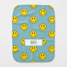 Custom Name Baby Burp Cloth with Smiley Face  Baby Spucktuch