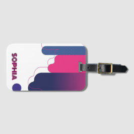 custom name BAUHAUS PINK WHITE DOTS PURPLE  Gepäckanhänger