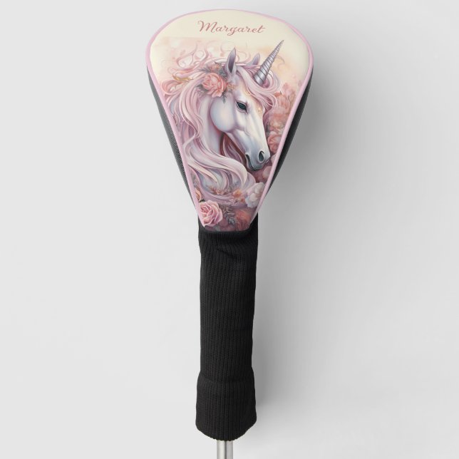 Custom Name Beautiful Unicorn Golf Headcover (Vorderseite)