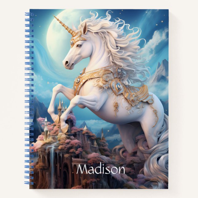 Custom Name Beautiful Unicorn Notizbuch (Vorderseite)