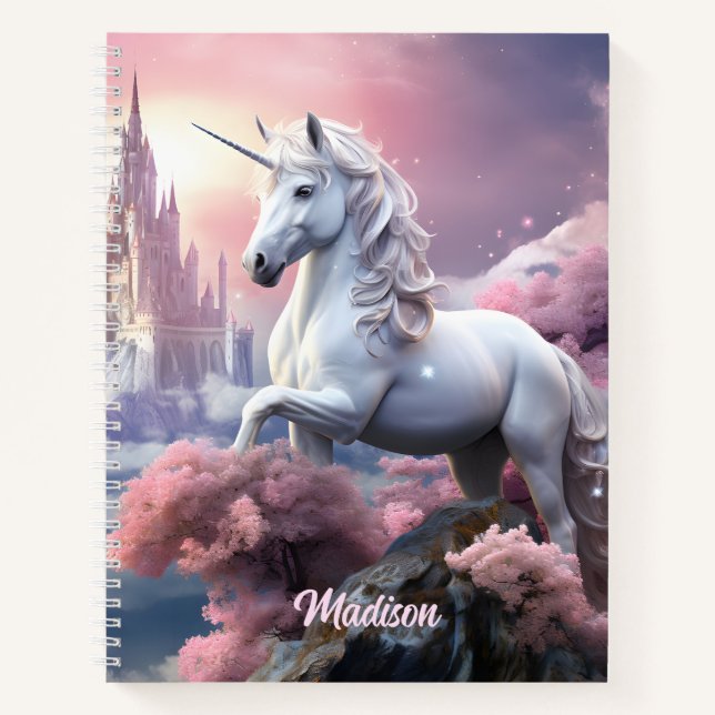 Custom Name Beautiful Unicorn Notizbuch (Vorderseite)