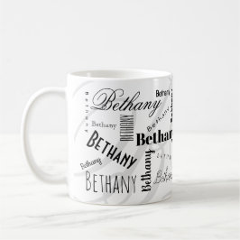 Custom Name Bethany Black White Coffee Mug Kaffeetasse