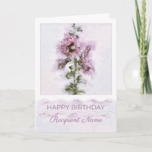 Custom Name Beziehung Pink Flowers Birthday Card Dankeskarte