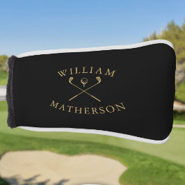 Custom Name Black And Gold Golf Clubs Headcover