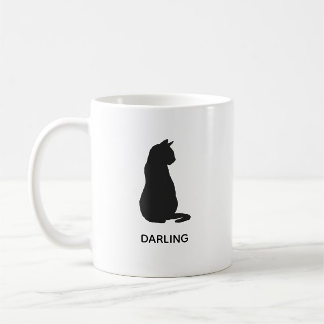 Custom Name Black Cat Painting Coffee Mug Kaffeetasse (Links)