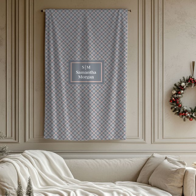 Custom Name Blanket Chic Coral Grey Elegant Fleecedecke (Custom Name Blanket Chic Coral Grey Elegant)