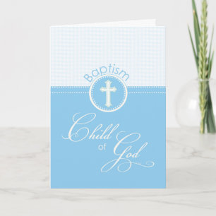 Custom Name Blue Boy Baptism Congratulations Karte