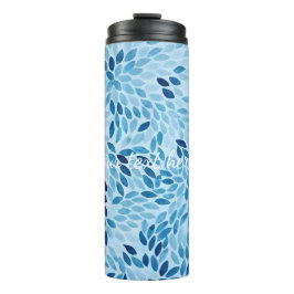 Custom Name | Blue Mosaic Petals Thermal Tumbler Thermosbecher