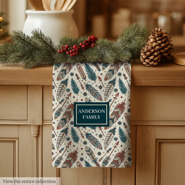 Custom Name Boho Towel Pastel Native Kitchen Set Geschirrtuch (Custom Name Boho Towel Pastel Native Kitchen Set)