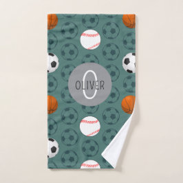 Custom Name Boys Cute Sports Soccer Pattern Kids Handtuch