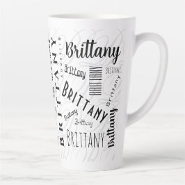 Custom Name Brittany Black White  Milchtasse
